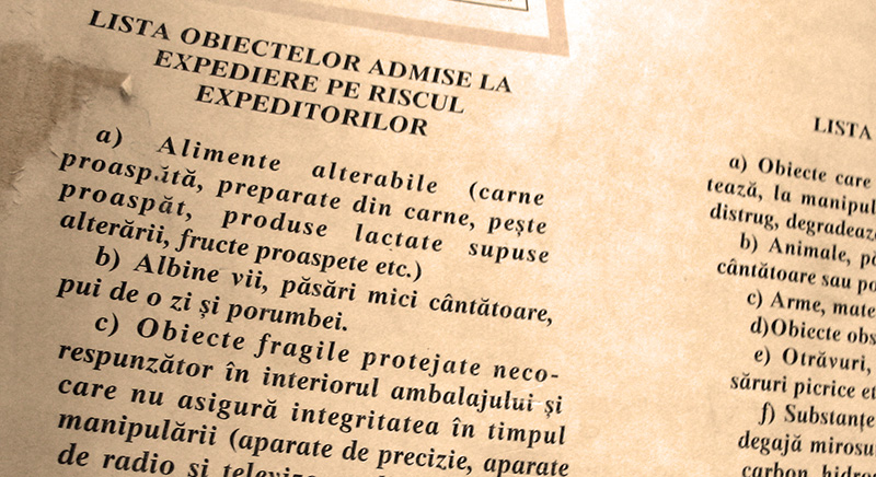 regulamentul postei romane / romanian postal rules